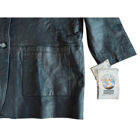 Atlantic Beach Long Collared Black Leather Trench Coat 1X NWT Streetwear‎ Edgy - Picture 13 of 14